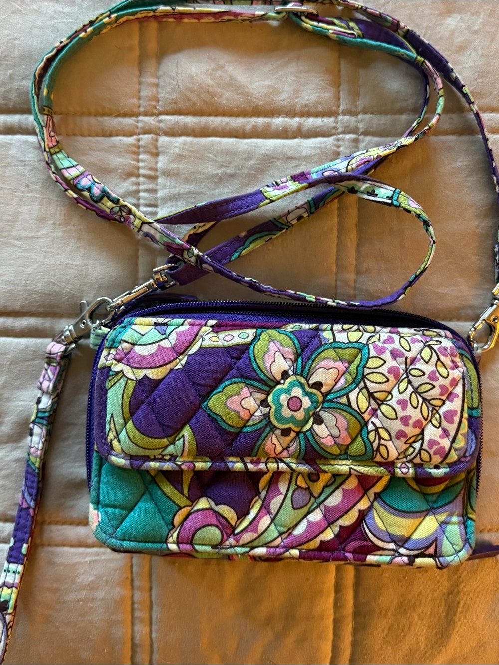 Vera Bradley Floral Nightingale Quilted Floral Crossbody Wallet